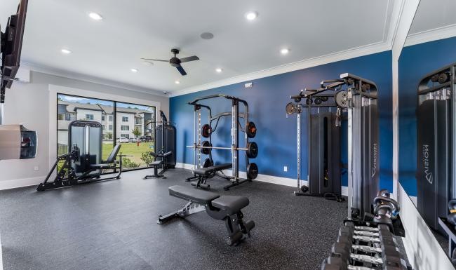 a room with exercise equipment